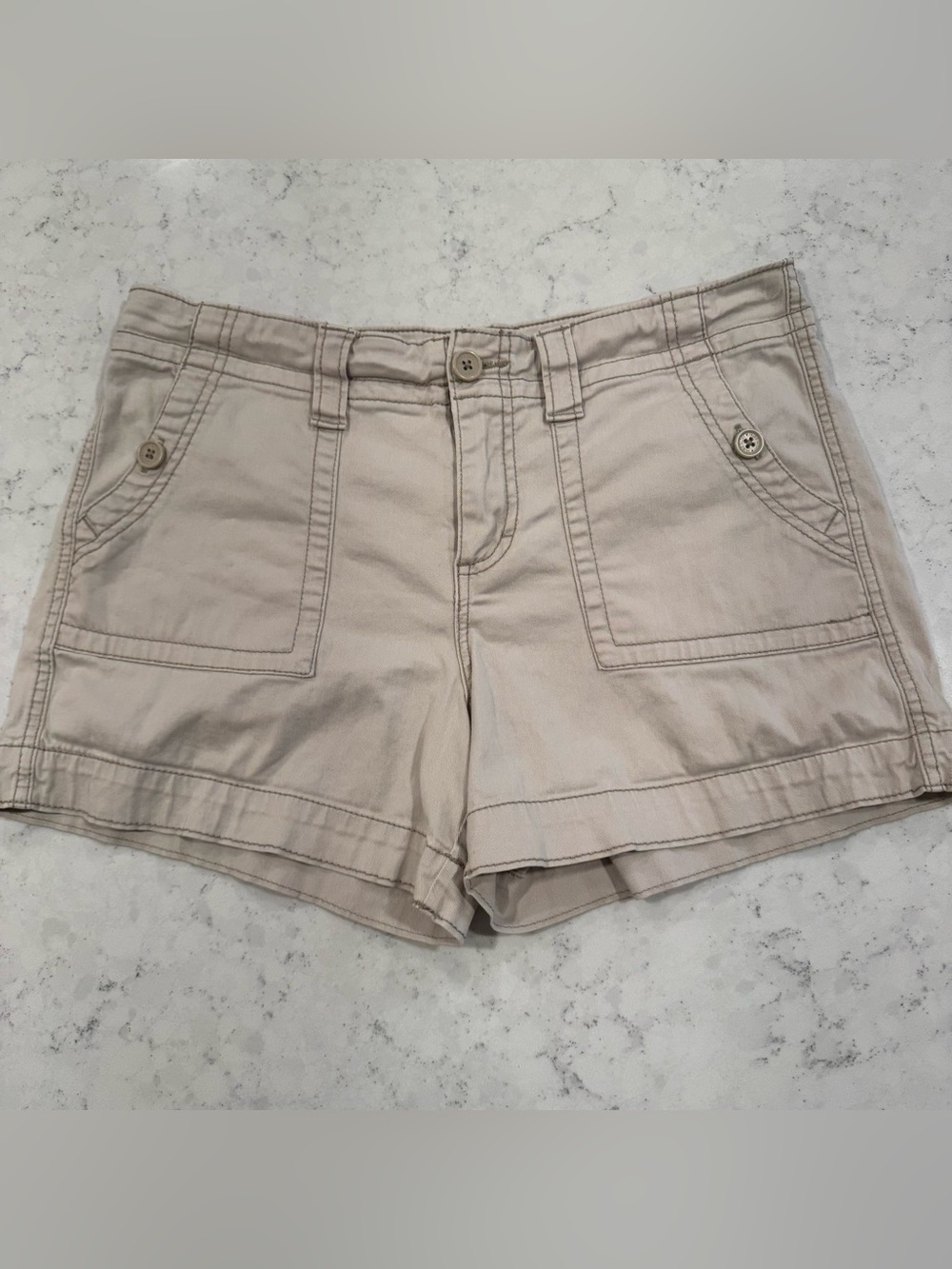 Faded Glory Women’s 10 Casual Khaki Chino Utility Shorts 4" Inseam Cotton Blend